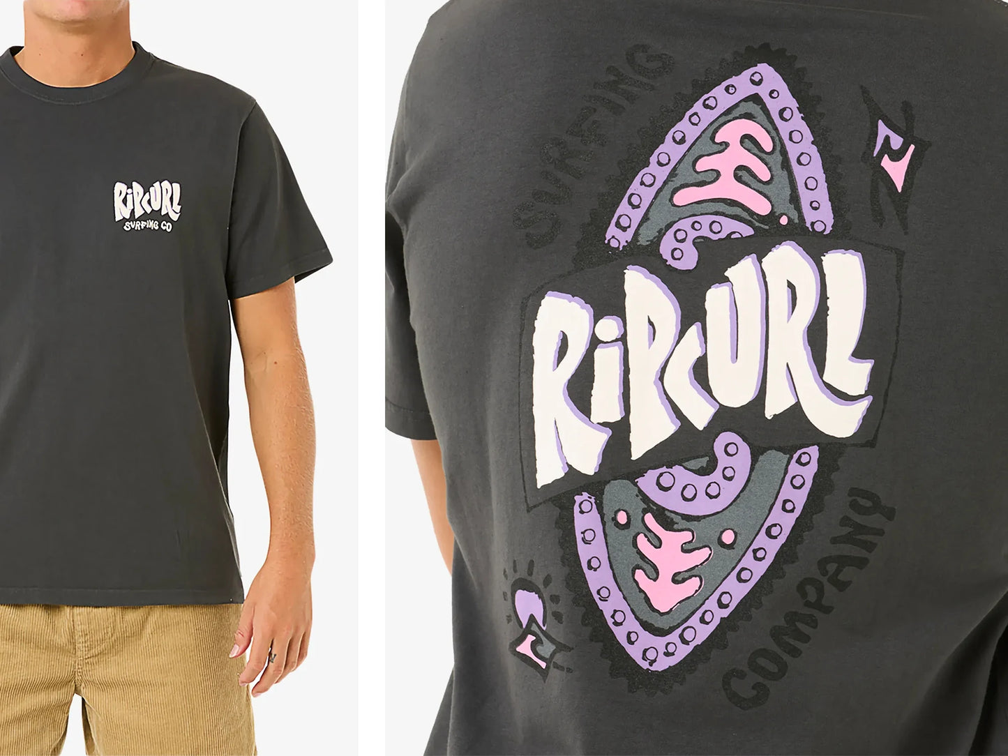 Ripcurl JV New Men's Outdoor Summer RIPCURL Letter Printing T-Shirt Short Sleeve Outdoor Sports Surfing Short Sleeve Sports Fitness Comfort