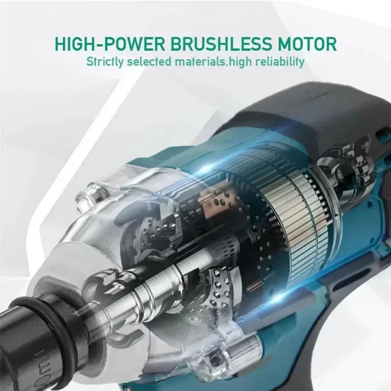 Makita Compatible 18V Cordless electric screwdriver Speed brushless impact wrench Rechargeable drill LED light