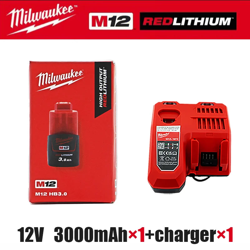 Milwaukee m12 12v battery M12B6 6.0AH 6000mAh 48-11-2402 48-11-2411rechargeable portable Milwaukee M12 battery