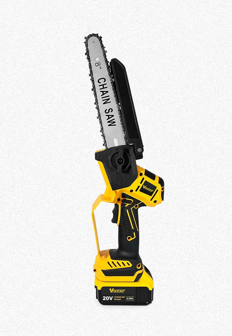 DeWalt Compatible JV 18V 20V Max VIVSSO Electric Chain Saw Rechargeable Woodworking Saw 8 Inch Mini Chain Saw Garden Pruning Saw Tool For Dewalt 20v Battery Pins