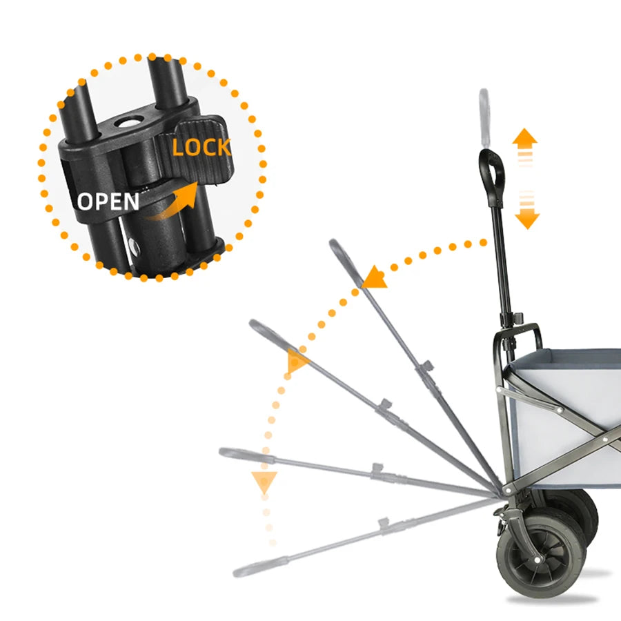 Trolley wagon JV Large Weight Capacity Heavy Duty Cart Collapsible Folding Beach Wagon with Big All-Terrain Wheels Outdoor Camping Equipment