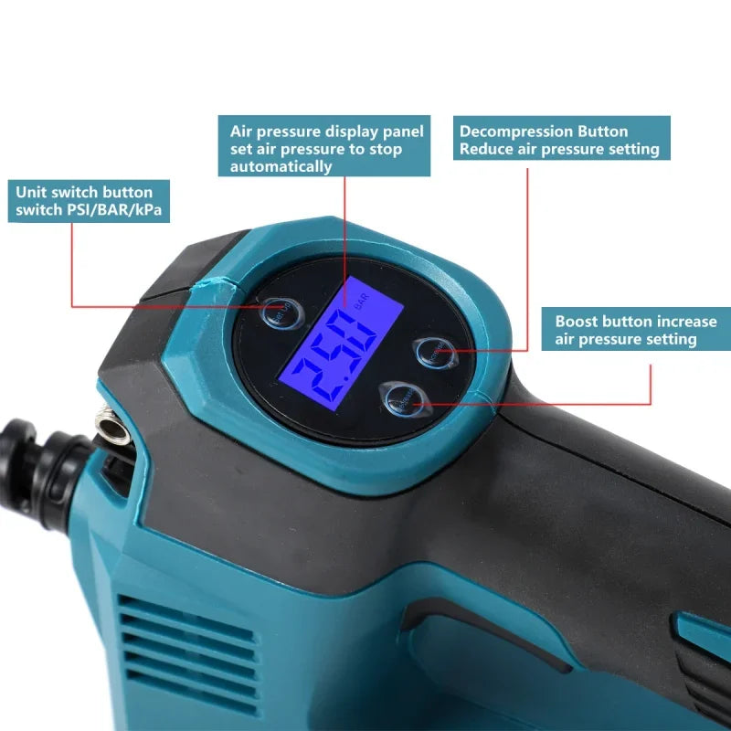 Makita compatible 18V JV Electric Cordless Air Pump for 18V Makita Battery Powered Compressor Inflatable Pump Digital Display Inflator Car Tire Air Pump