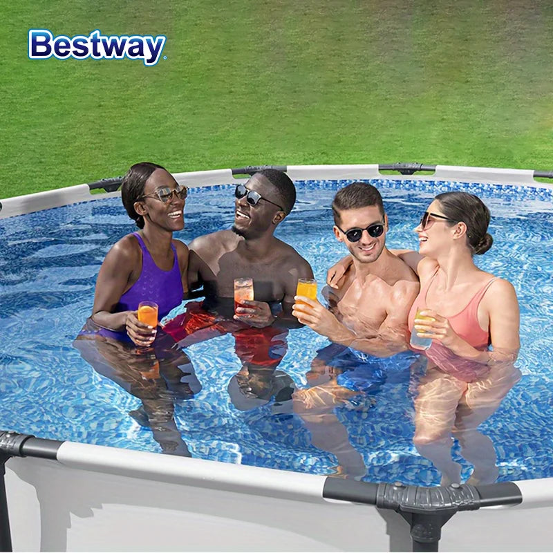 Bestway 56406 Swimming Pool Set JV, Above Ground Round Play Pool, Round Framed Swimming Pool, Above Ground Framed Swimming Pool