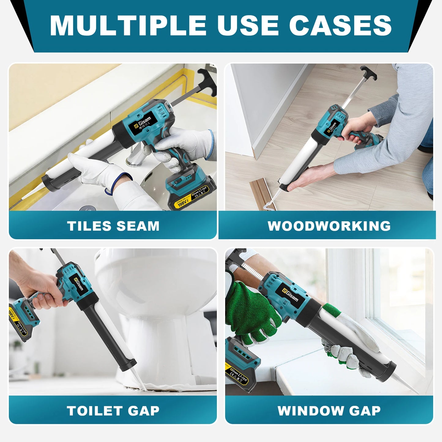 Makita Compatible 18V Gisam 400KG Cordless Electric Caulking Gun 6Gears Glass Glue Gun Adhesive Glue Sealant Power Tool For Makita 18V Battery Pin