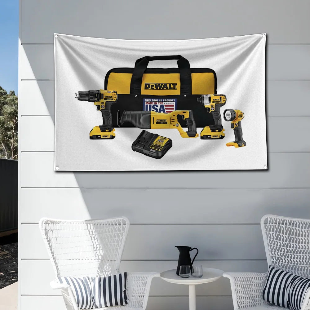 DeWalt Anmie Flag Polyester Digital Printing Banner for Garage Wall Art Out Door Decoration With