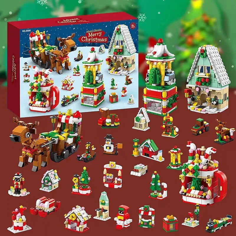 Christmas Advent Calendar JV Box DIY Christmas Tree Train Jesus set Kids 24Days Countdown Calendar New Year Party Christmas Gifts