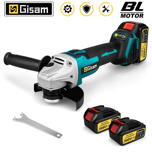 Makita 18V compatible Gisam 125mm M14 Brushless Angle Grinder Cutting Machine Cordless Electric Angle Grinder Power Tools for Makita 18V Battery Pins