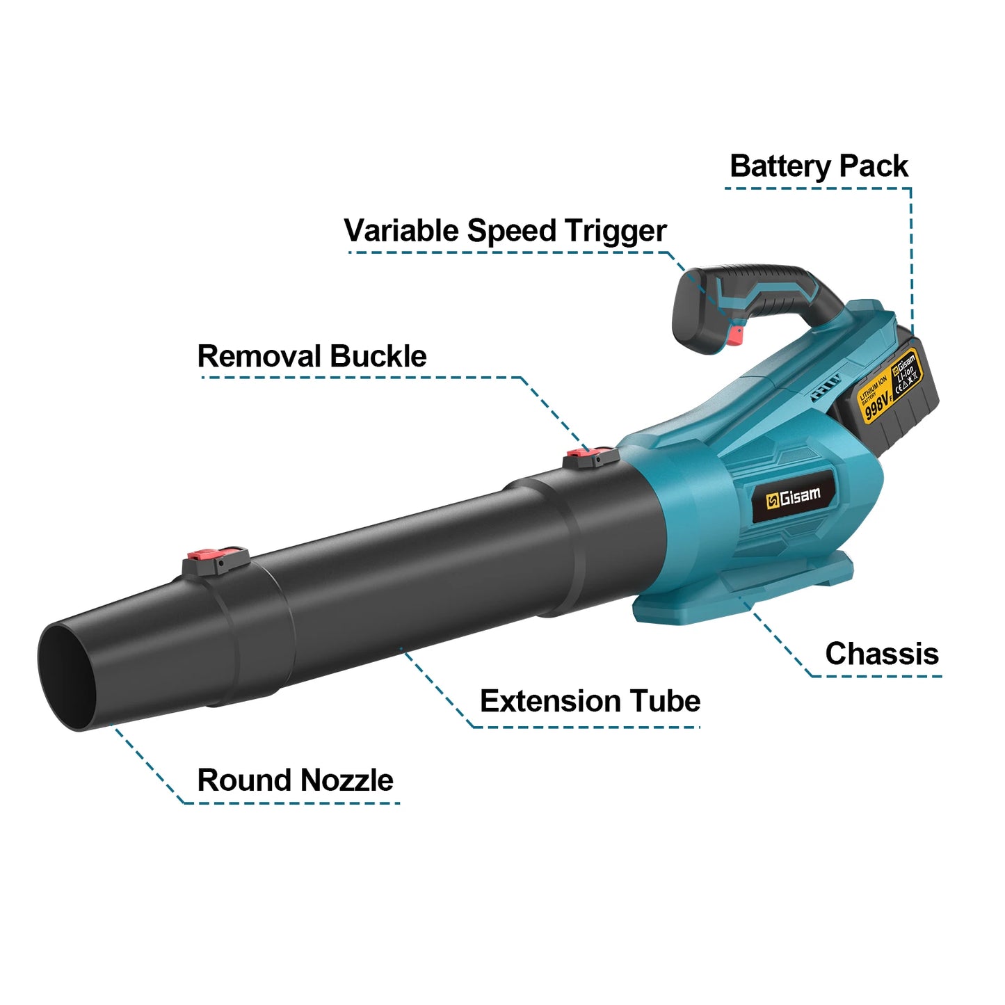 Makita Compatible 18V Gisam 2000W Brushless Electric Air Blower Cordless Leaf Blower Leaves Snow Dust Cleaning Tool Fit For Makita 18V Battery Pins