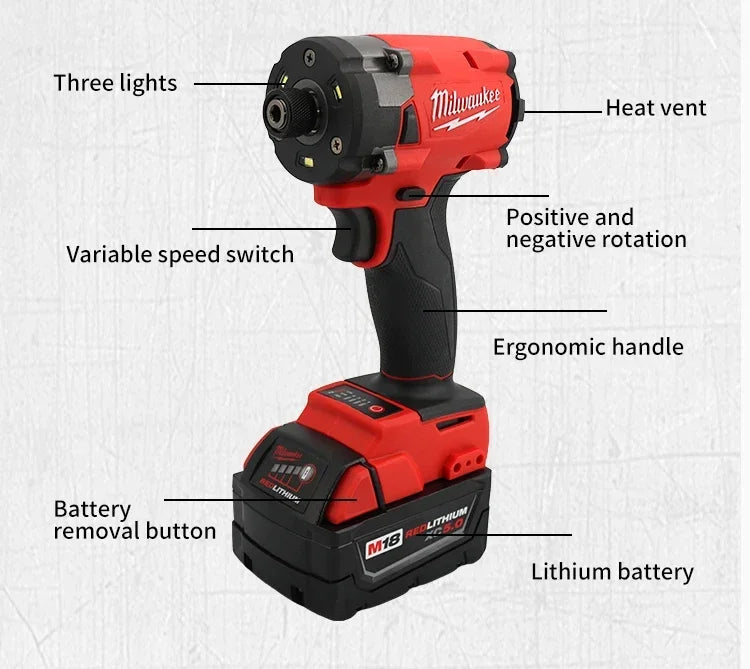 Milwaukee 18v brushless impact driver High efficiency torque lithium battery impact driver electric power tool