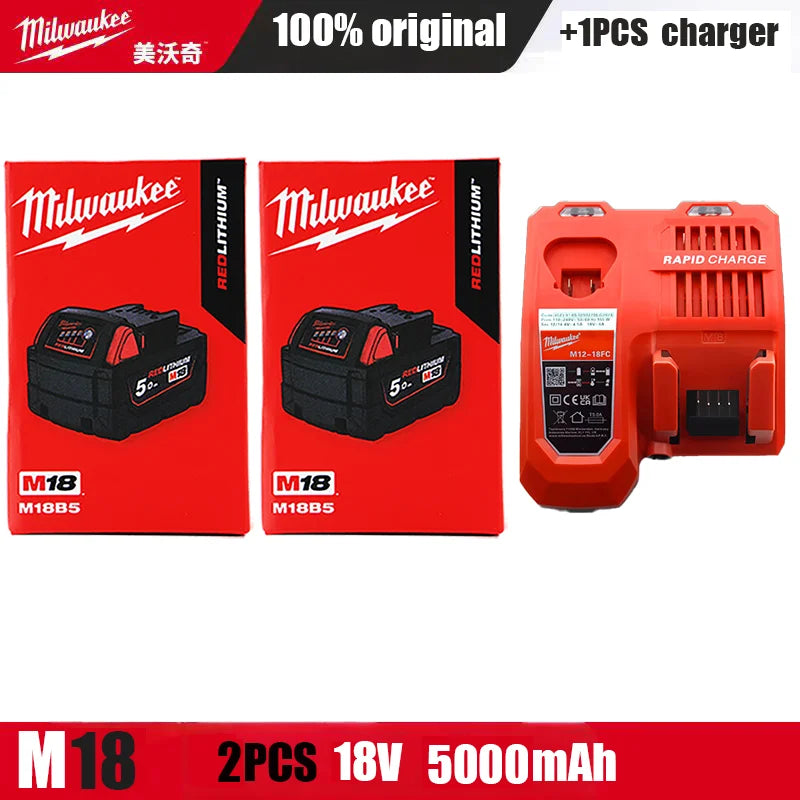Milwaukee M18 18V 5.0Ah Battery in packaging