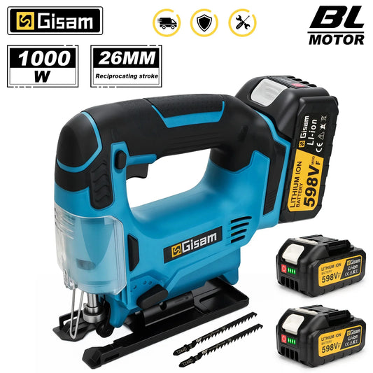 Makita Compatible 18V Gisam 26mm Electric Jigsaw Portable Cordless Saw Multi-Function Wood Cutting Woodworking Machines For Makita 18V Battery pin