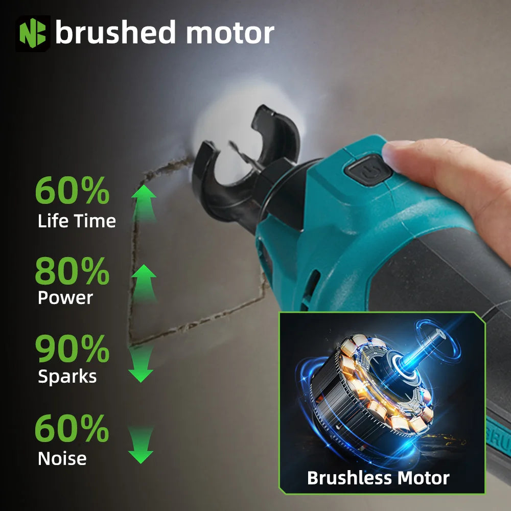 Makita Compatible 18V JV NEWBENY Brushless Electric Drywall Cut Out Tool 3 Gears Cordless Cutting Wood Drywall Sheetrock Wood For Makita 18V Battery Pin
