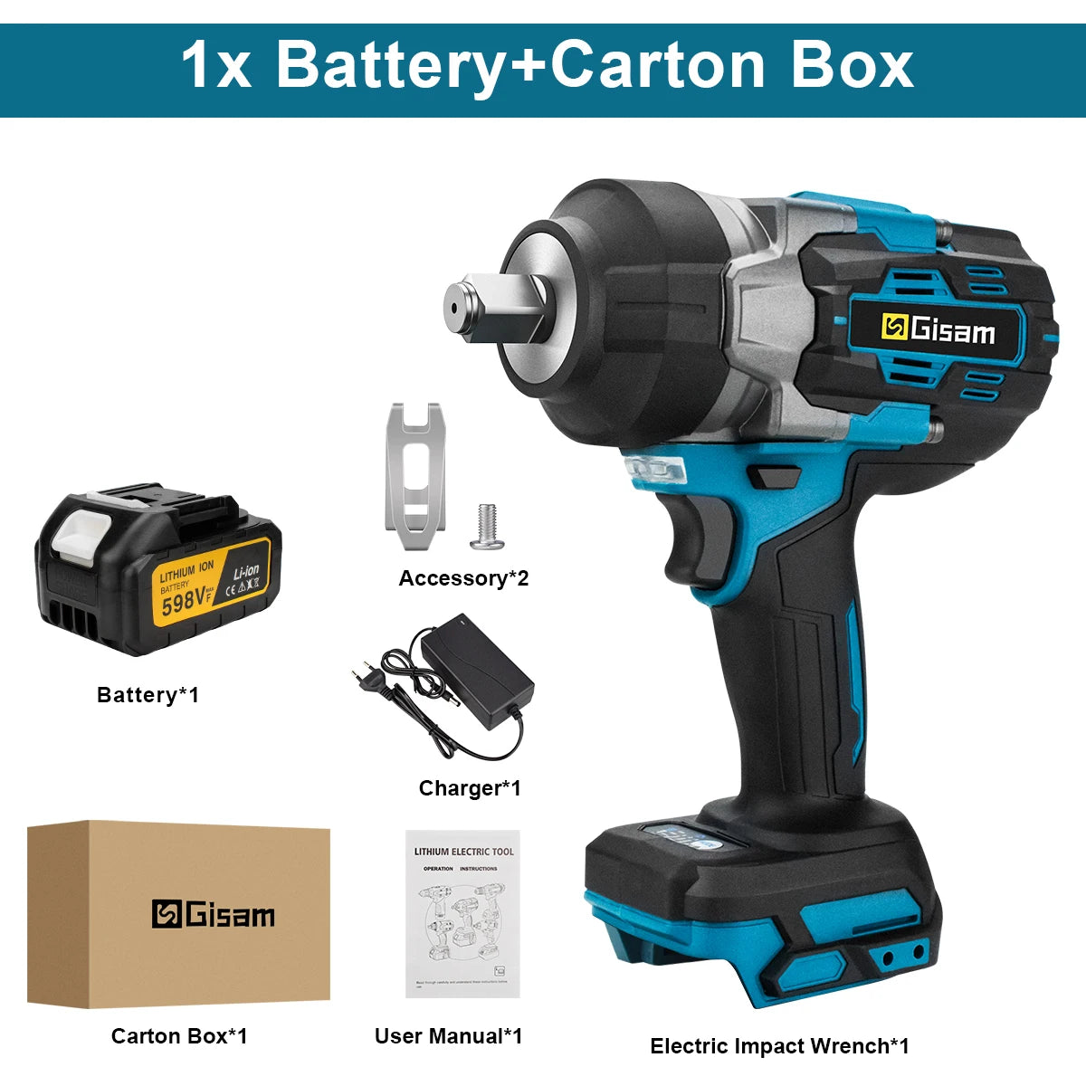 Makita compatible 18V JV Gisam 2800N.M Brushless Electric Wrench 1/2 Inch Cordless Impact Wrench Electirc Screwdriver Drill For Makita 18V Battery Pin