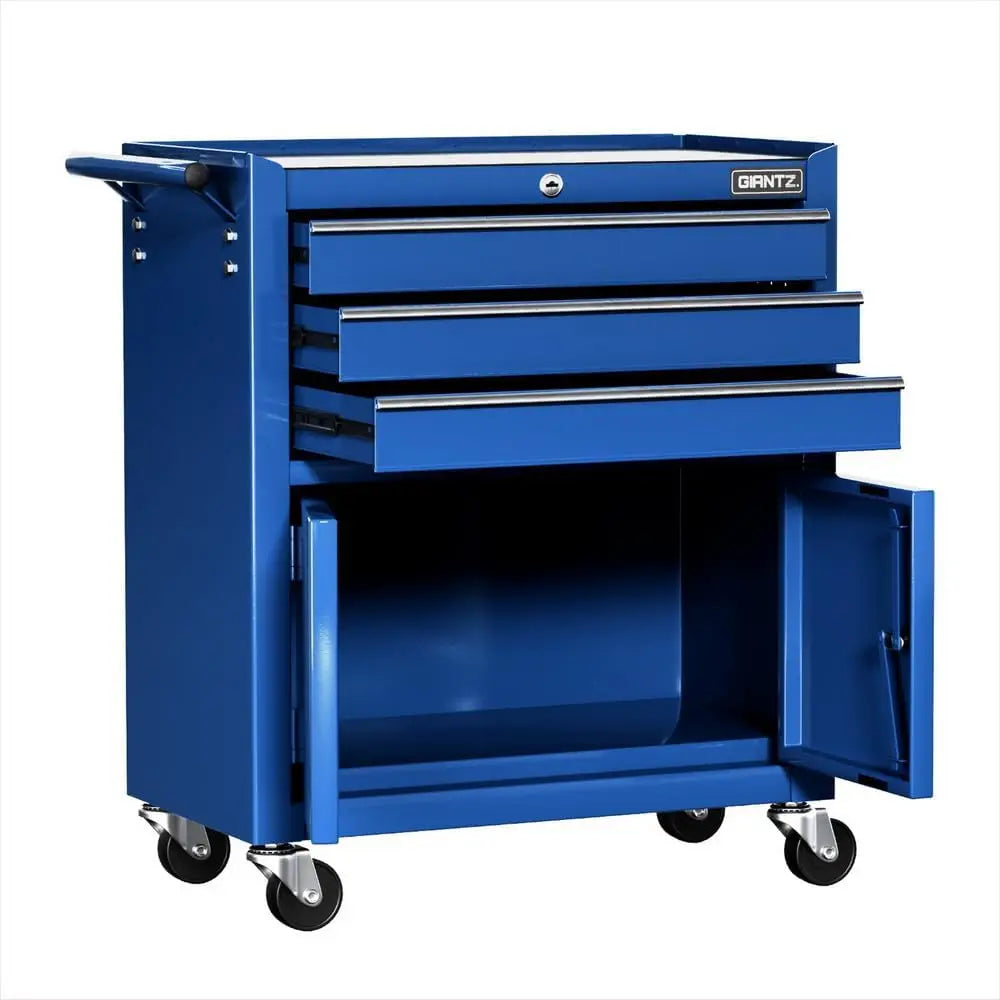 3 Drawers Large Tool Chest Trolley, Lockable Tool Box Tools Storage Box Cabinet Cart Garage Ute Organiser Boxes, 100kg Capacity