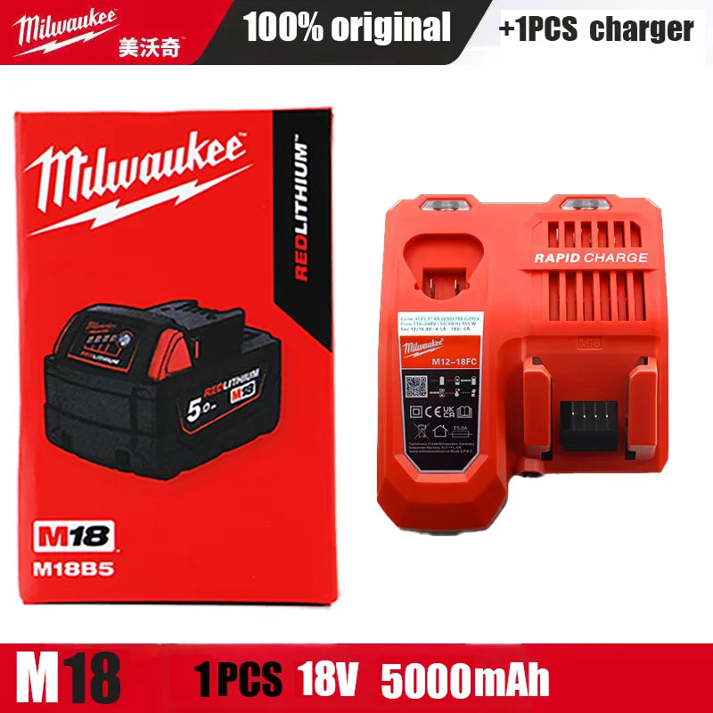 Milwaukee M18 18V 5.0Ah Battery in packaging