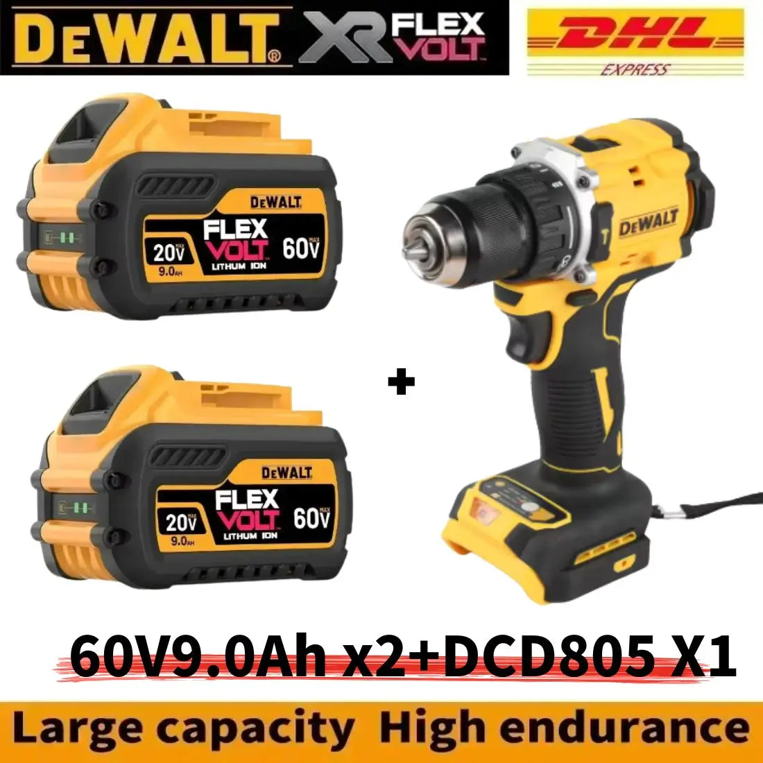 DEWALT Drill and Battery Combo 18V 20V Max Lithium Battery 20V Rechargeable Brushless Compact Electric Screwdriver Hand Drill Impact Drill DCD805