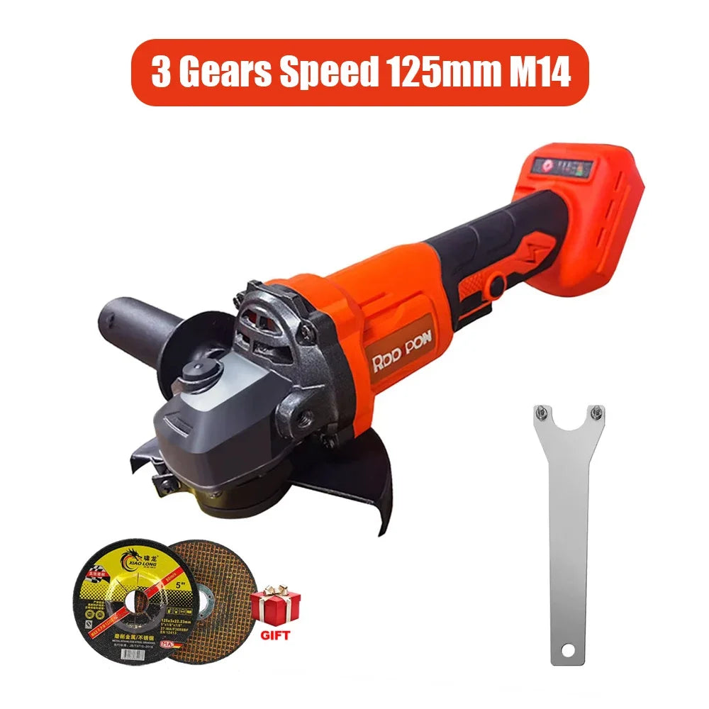 Makita Compatible JV 18V RDDSPON Brushless Angle Grinder Variable Speed Rechargeable Cordless Electric Grinding Polishing Machine 100mm 125mm Power Tools