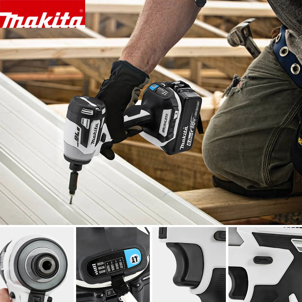 Makita 18V DTD173 White Brushless Drill Power Tool for Home Improvement And DIY 180Nm Electric Wood/Bolt/T-Mode