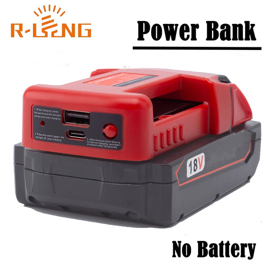 Milwaukee Compatible JV Power Bank Charger  For Milwaukee 18V Lithium Battery With USB With Type-C for Laptop Mobile Phone Fast Charging(NO Battery)