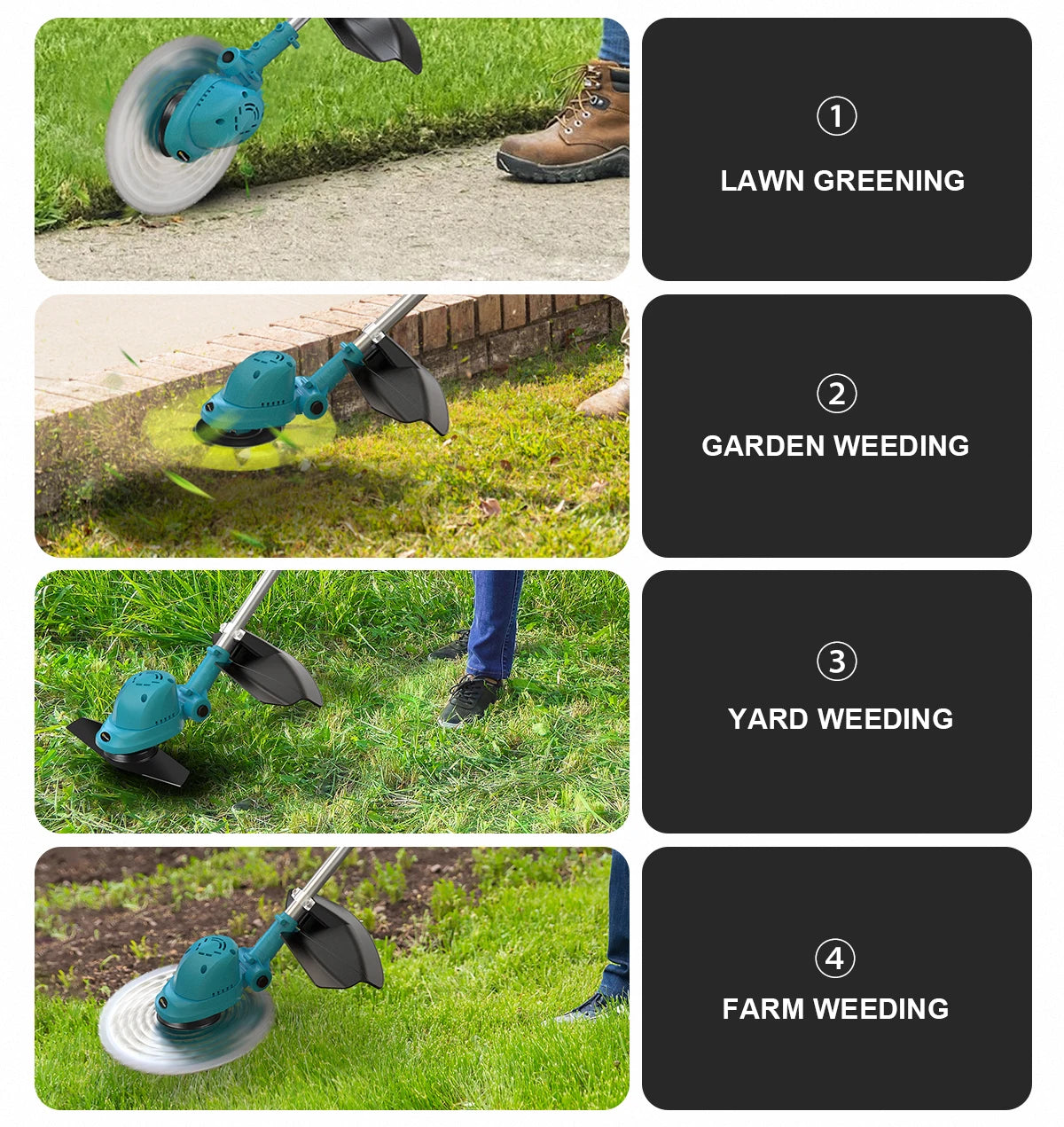 Makita Compatible 18V Gisam 10Inch Brushless Electric Lawn Mower 36000RPM Grass Trimmer Length Adjustable Garden Power Tool For Makita 18V Battery Pin