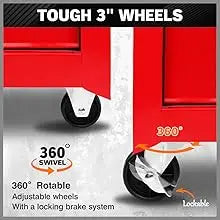 Tool Chest 5-Drawer Tool Cart, Lockable Storage Trolley Workshop Rolling Cabinet Tool Box Chest Organiser, 3" Swivel Wheels with Brake (Red