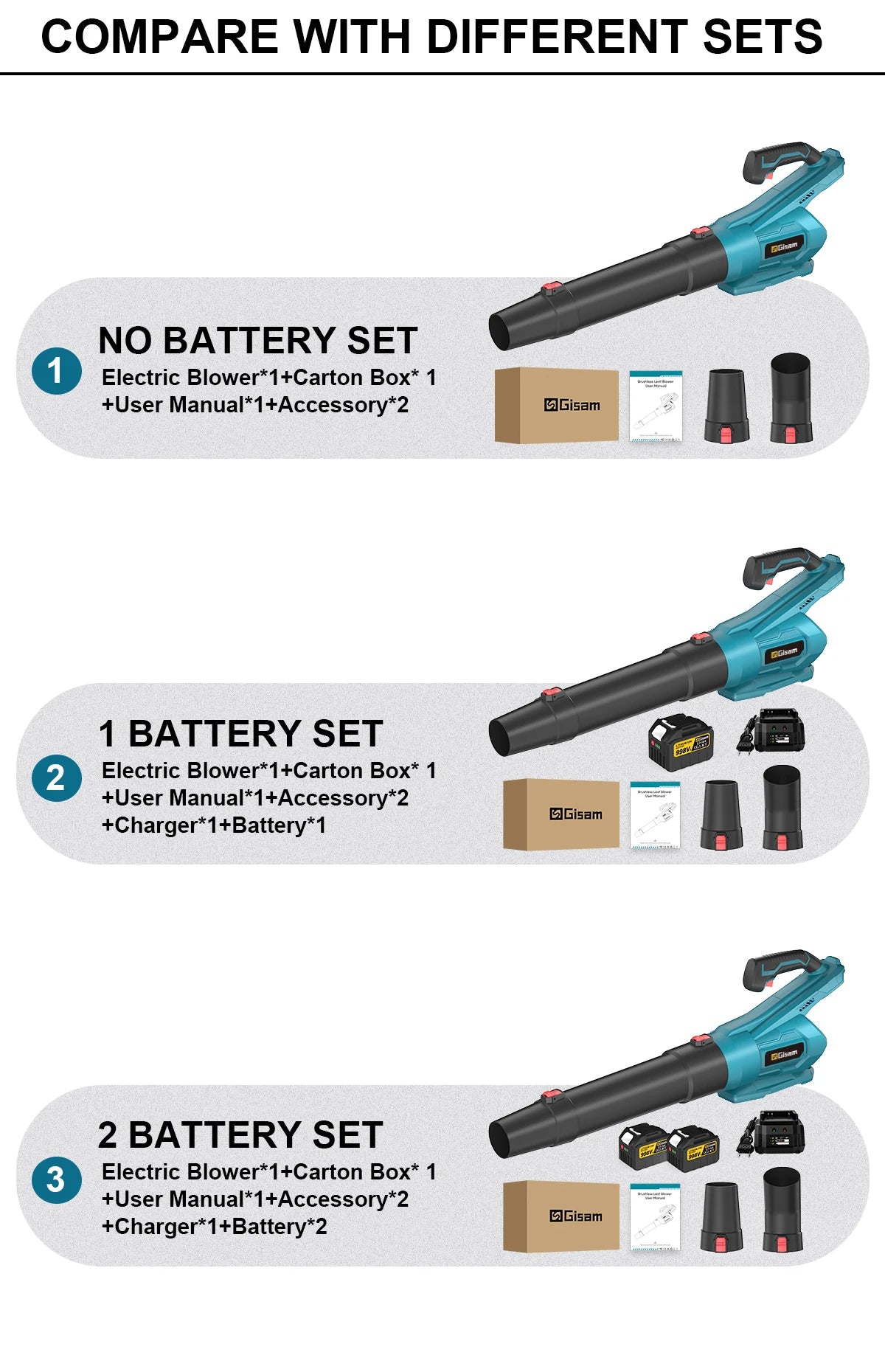 Makita Compatible 18V Gisam 2000W Brushless Electric Air Blower Cordless Leaf Blower Leaves Snow Dust Cleaning Tool Fit For Makita 18V Battery Pins