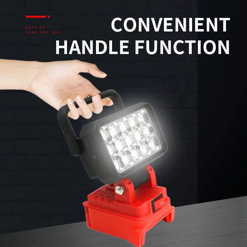 LED Spotlight with USB charging port x2 for Milwaukee M18 Batteries