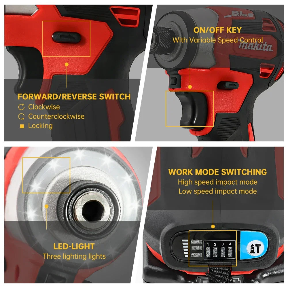 Makita 18V DTD173 Red Brushless Drill Power Tool for Home Improvement And DIY 180Nm Electric Wood/Bolt/T-Mode