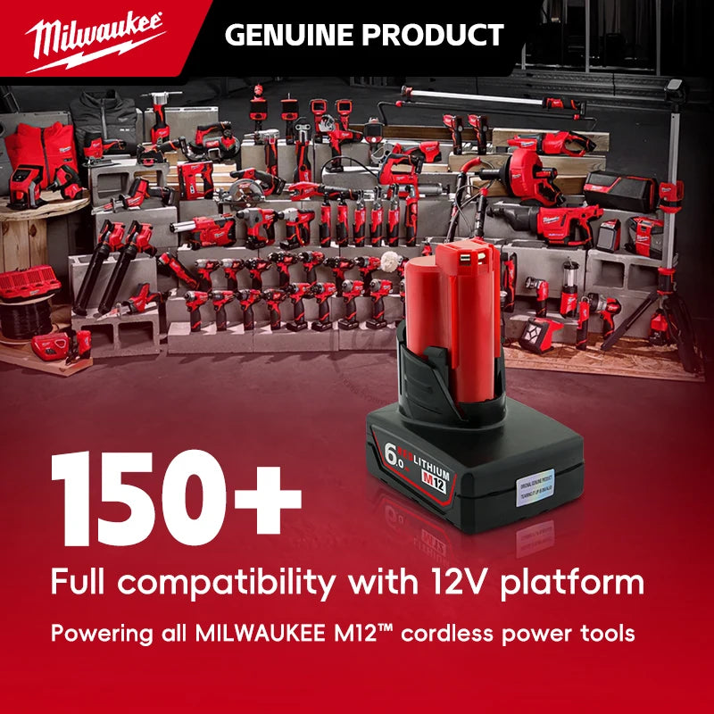 Milwaukee m12 12v battery M12B6 6.0AH 6000mAh 48-11-2402 48-11-2411rechargeable portable Milwaukee M12 battery