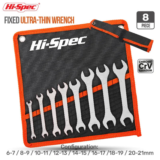 Hi-Spec 8pc Thin Open End Spanner Set