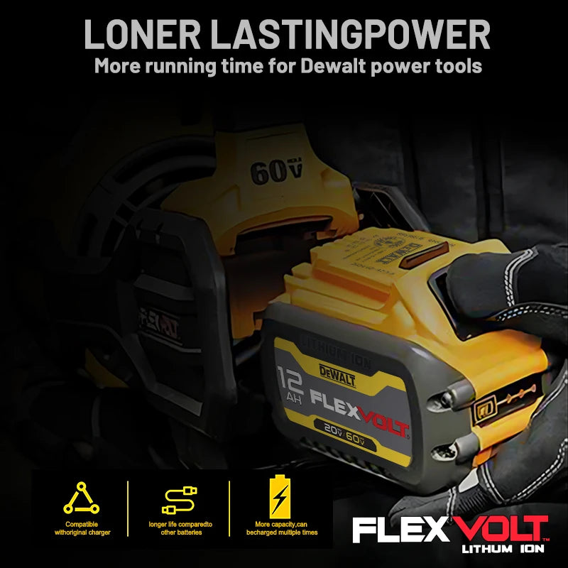 DeWalt original 12Ah 18V/20V-60V Flex Volt battery - 1Pk, 2Pk, 3Pk, 4Pk and Charger options