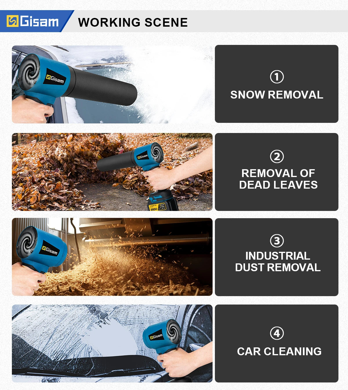 Makita Compatible 18V JV Gisam 300000RPM Brushless Electric Turbo Blowers Jet Fan 400M/S Handheld Leaf Blower Dust Blowing for Makita 18V Battery Pins