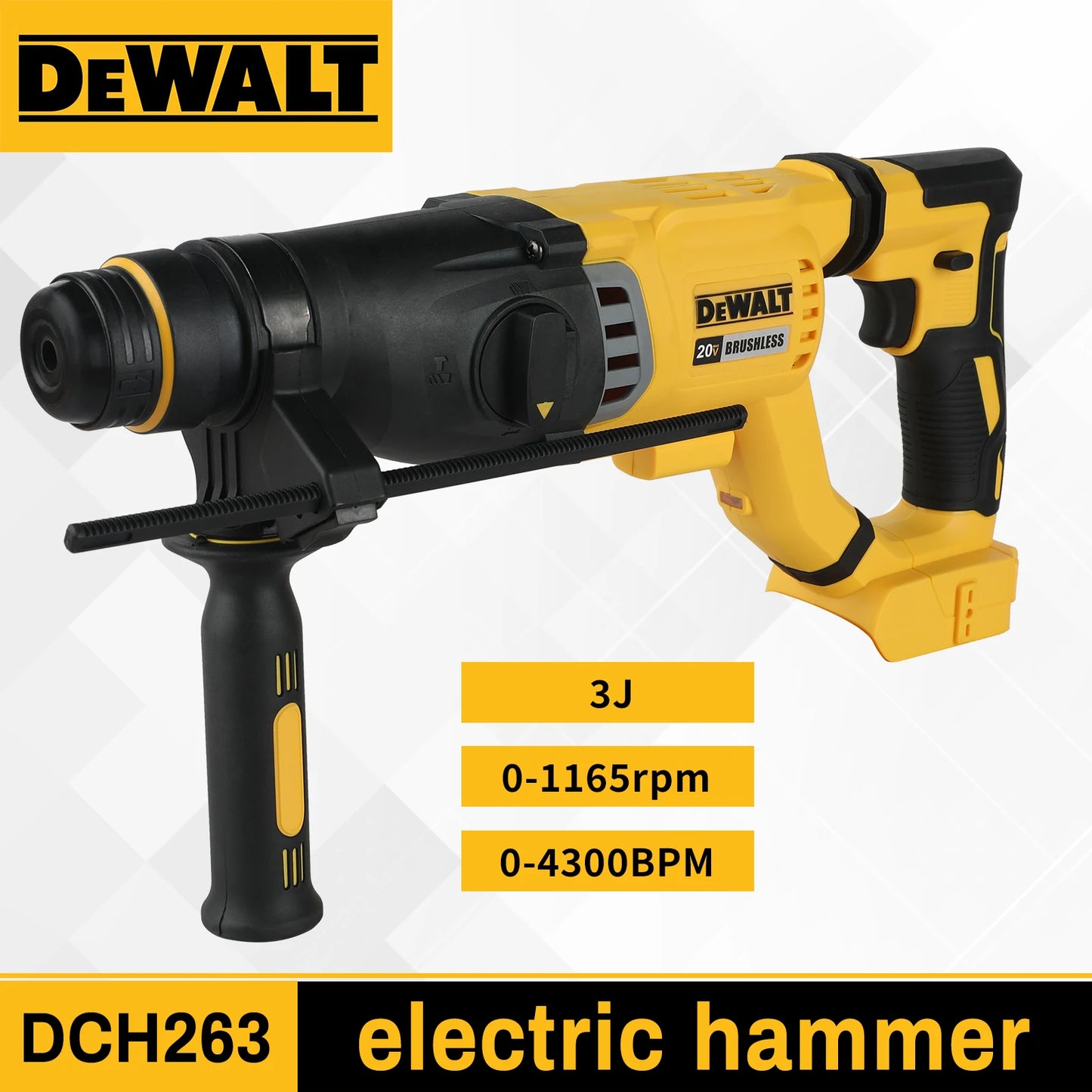 DEWALT DCH263 18V - 20V Max Brushless Wireless Hammer SDS Handle in D Rotary Electric Hammer Concrete Wall Drill Hole Power Tools