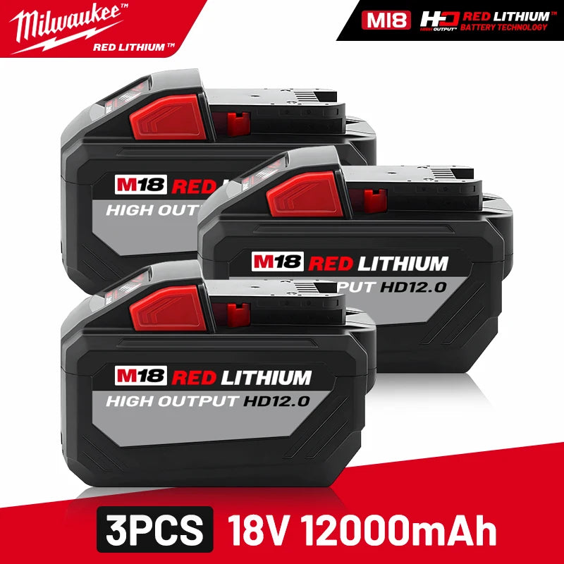 Milwaukee Original M18 12.0Ah 18V M18HB12 XC HD lithium battery- 1pk, 2pk and 3pk with charger options