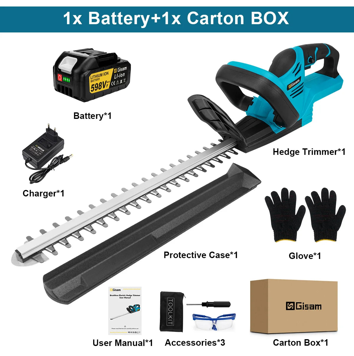 Makita Compatible 18V JV Gisam 20000RPM Brushless Electric Hedge Trimmer Lawn Mower Garden Landscaping Hedge Pruner Trimmer For Makita 18V Battery Pin