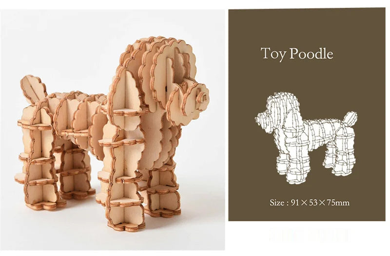 Model JV DIY 3D Wooden Puzzle Model Animal Montessori Toys for Children Crafts Dachshund Skeleton Assembly Gift Set for Kids Adults Teens