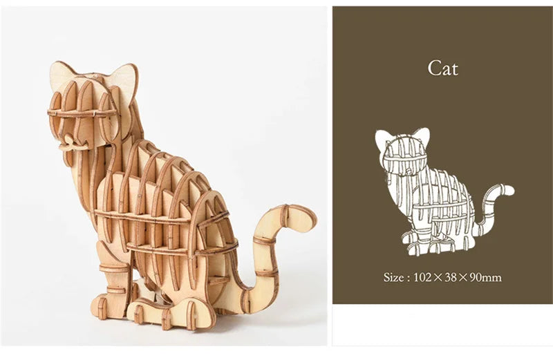 Model JV DIY 3D Wooden Puzzle Model Animal Montessori Toys for Children Crafts Dachshund Skeleton Assembly Gift Set for Kids Adults Teens