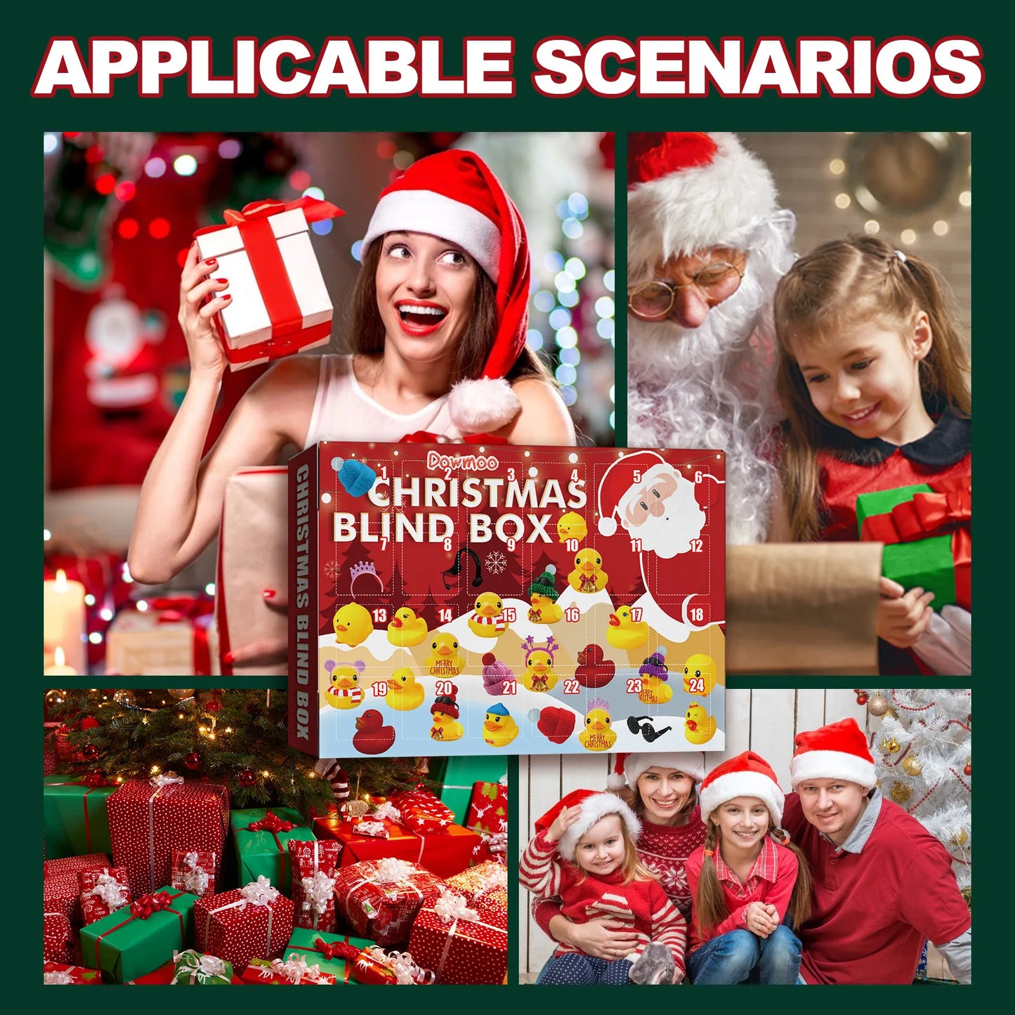 Christmas Advent Calendar 24 Rubber Duckling JV Countdown Calendar Blind Box Family Christmas Ornaments Children's New Year Gifts