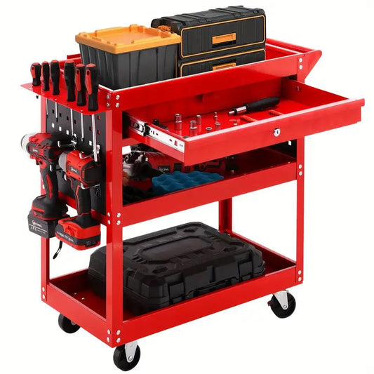 Trolley 3-layer heavy-duty rolling tool vehicle storage vehicle - industrial practical organizer storage drawer storage rack with wheels
