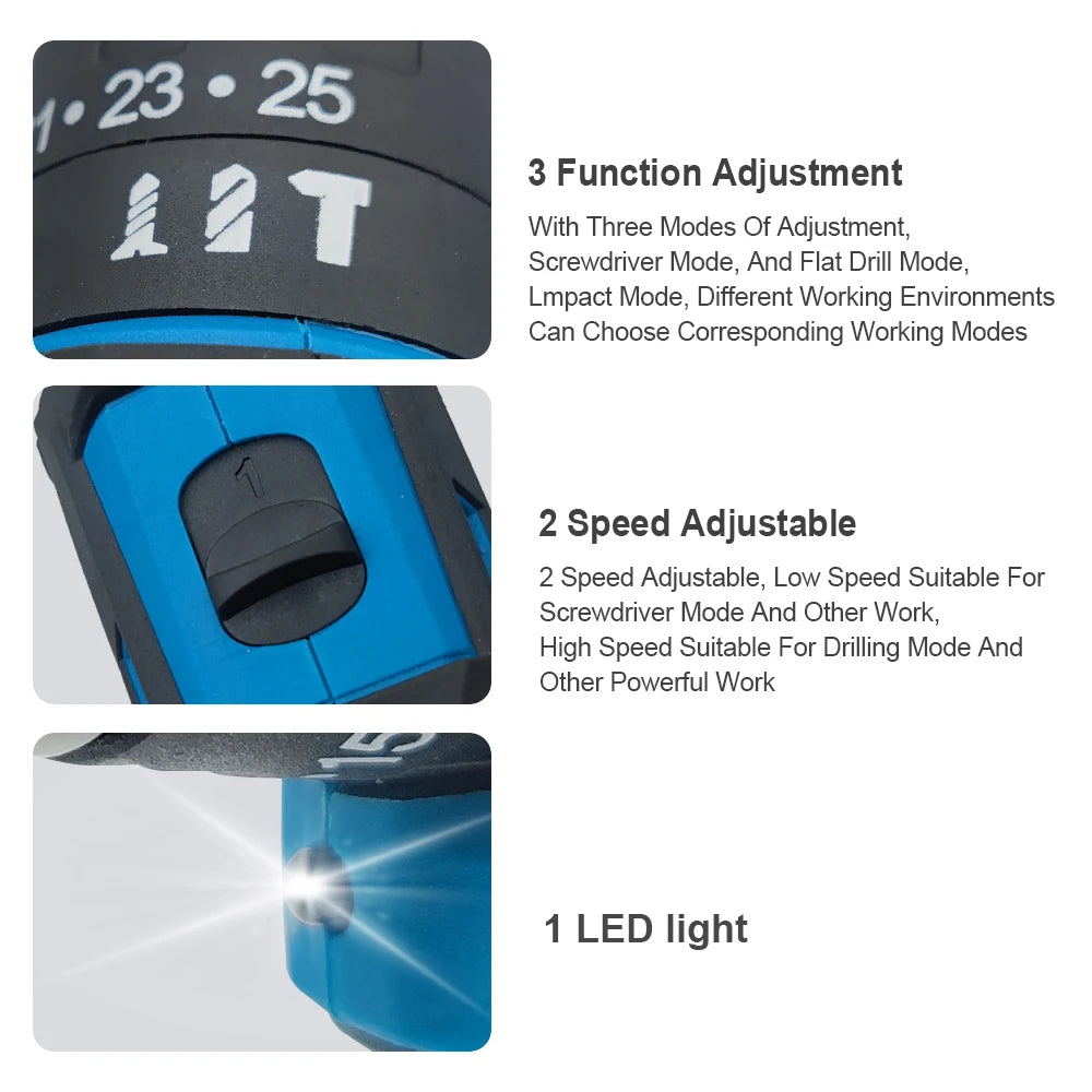 Makita Compatible 18V JV RDDSPON 13mm Cordless Electric Drill Screwdriver 25+3 Torque 520N.M Impact Hammer Drill Power Tool For Makita 18v Battery News