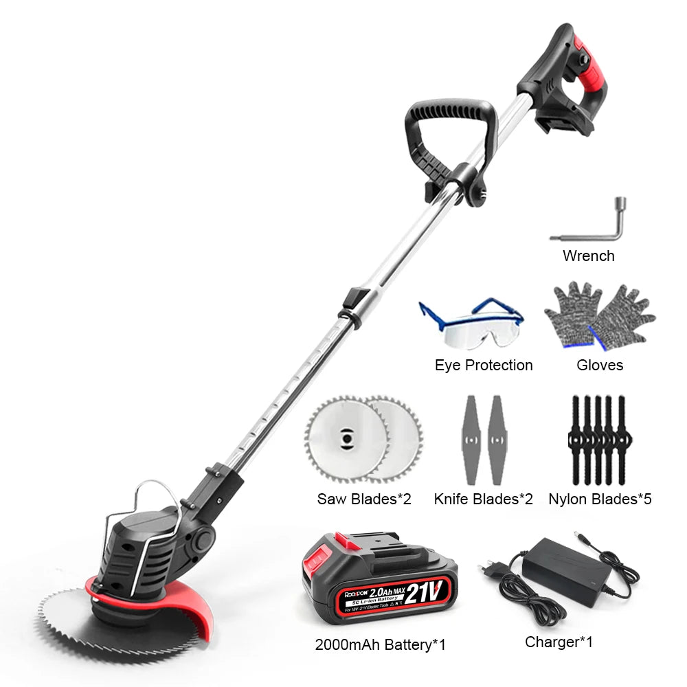 Makita Compatible 18V JV 1600W Rechargeable Lawn Mower Electric Cordless Grass Trimmer Manual Brush Cutter For Makita 21V Battery Gardening Tools