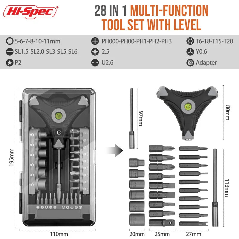 Hi-Spec 8pc, 28pc, and 40pc Alloy Screwdriver Sets