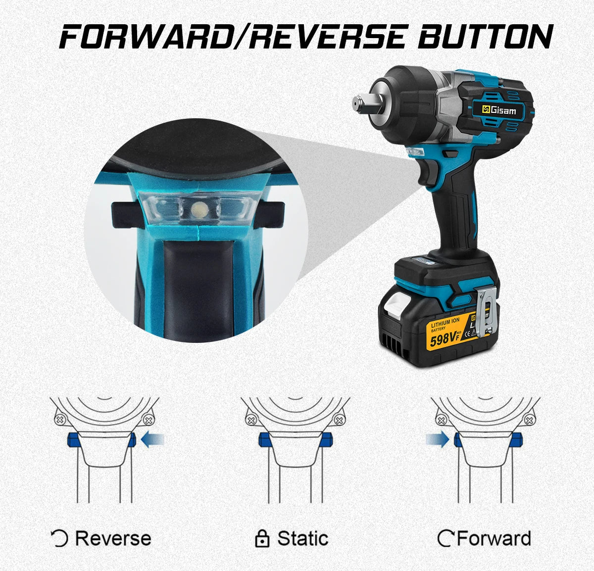 Makita compatible 18V JV Gisam 2800N.M Brushless Electric Wrench 1/2 Inch Cordless Impact Wrench Electirc Screwdriver Drill For Makita 18V Battery Pin