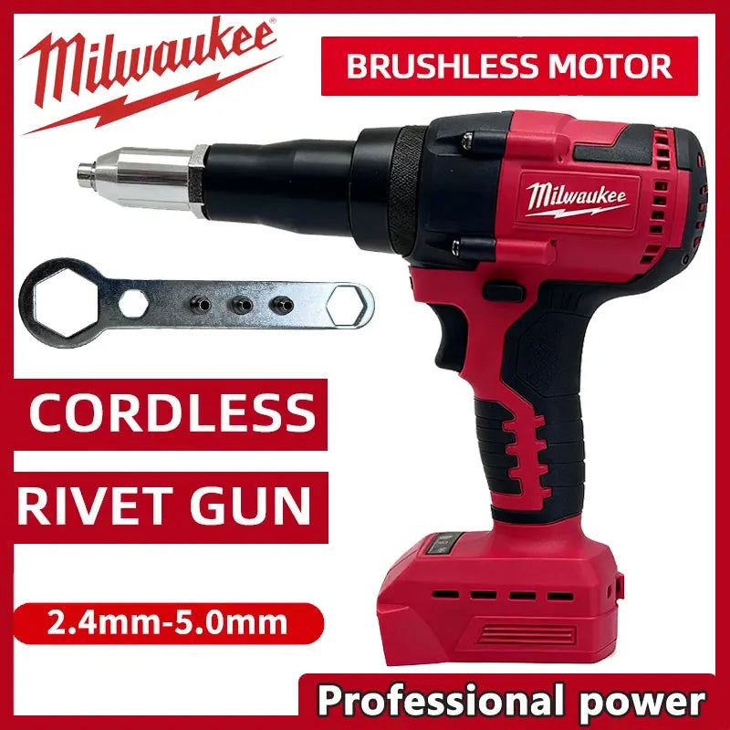Milwaukee 18V 4.8MM Cordless Electric Riveter Gun Brushless Rivet Riveting Tool With LED Light For Milwaukee 18V Battery New