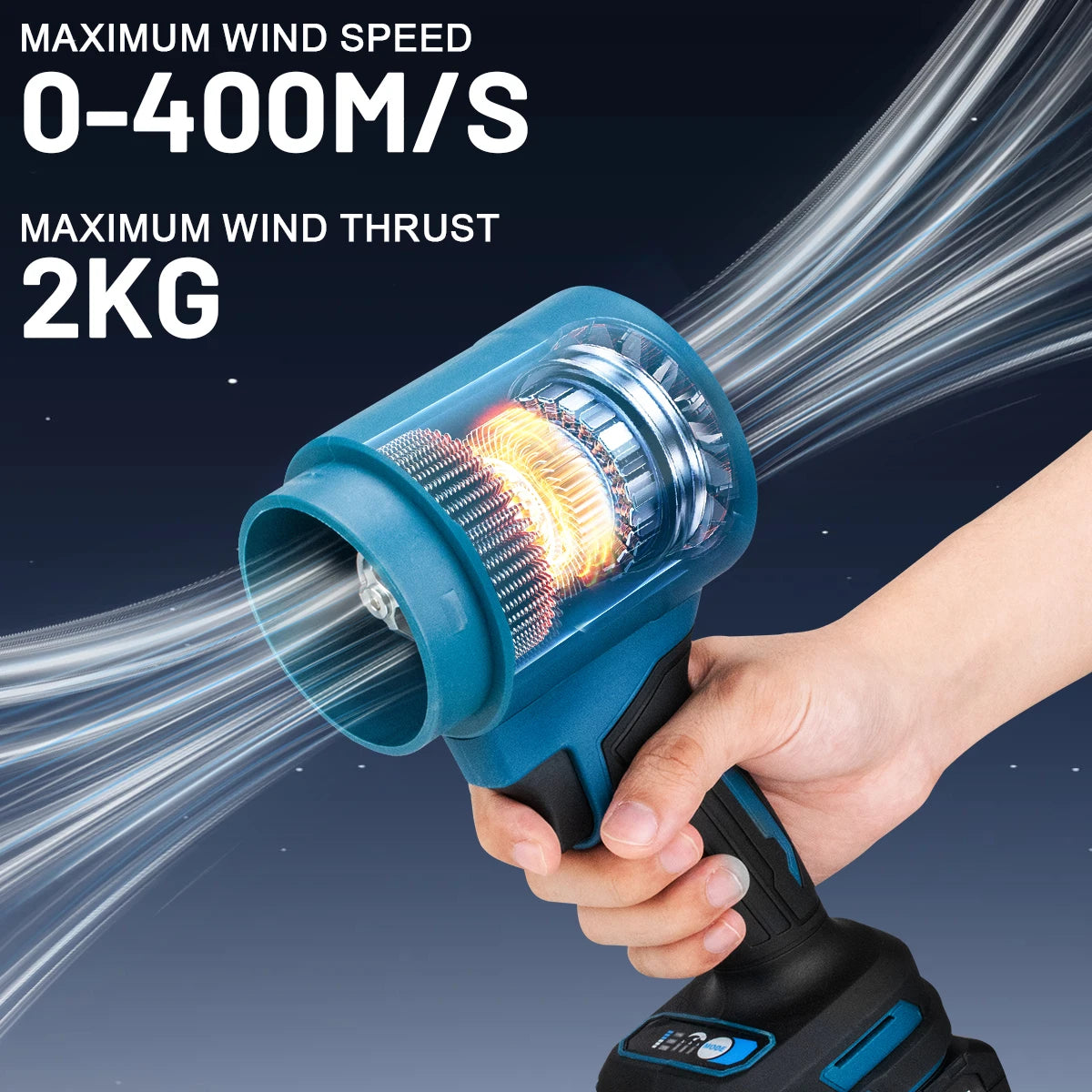Makita Compatible 18V JV Gisam 300000RPM Brushless Electric Turbo Blowers Jet Fan 400M/S Handheld Leaf Blower Dust Blowing for Makita 18V Battery Pins