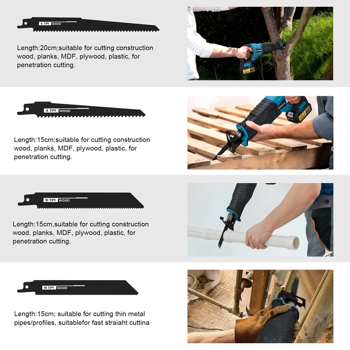 Makita Compatible 18V Gisam 3000W 10000SPM Electric Reciprocating Saw Electric Chainsaw Saber Saw Portable Cordless Tool For makita 18v battery pin