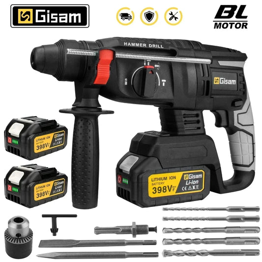 Gisam JV Brushless Electric Hammer Drill 26MM Multifunctional Cordless Rechargeable Screwdriver Tool For Makita 18V Battery Pins