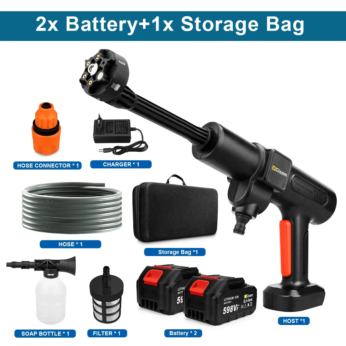 Makita Compatible 18V JV 6 IN 1 Brushless High Pressure Car Washer Gun Wiredless Rechargeable Spray Car Washing Machine Garden Tool for Makita 18VBattery