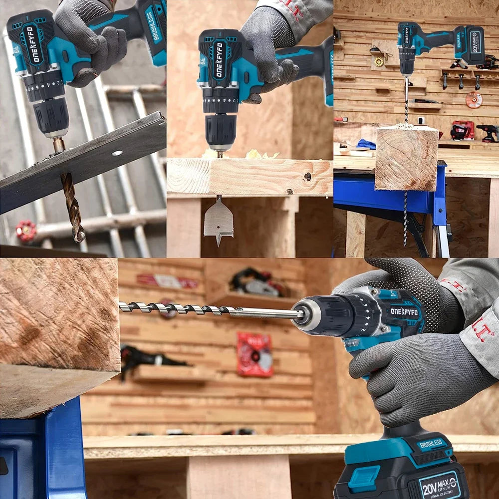 Makita Compatible 4 Pc Tool Sets Brushless Cordless Angle Grinder +Electric Hammer Drill +Jigsaw + 172 Electric Drill for Makita 18V Battery