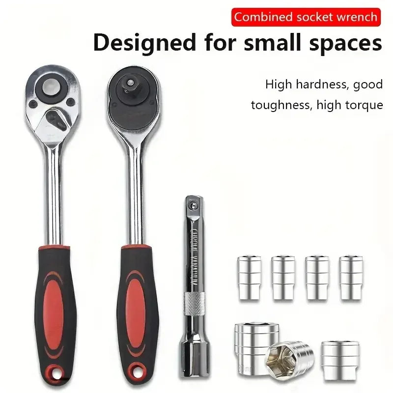 Socket set 46-piece set 1/4 ratchet wrench with hexagonal sleeve wrench set Automobile repair tool complete set Quick tool Quick repair